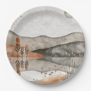 Boho Abstract Landscape (3) Paper Plate