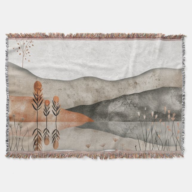 Boho Abstract Landscape (3) Throw Blanket (Front)