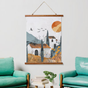 Boho Abstract Landscape (4) Hanging Tapestry