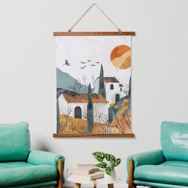Boho Abstract Landscape (4) Hanging Tapestry (Living Room)