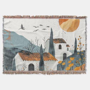 Boho Abstract Landscape (4) Throw Blanket