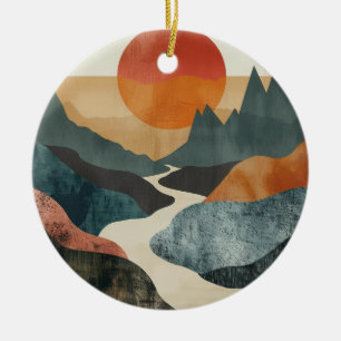 Boho Abstract Landscape (5) Ceramic Ornament