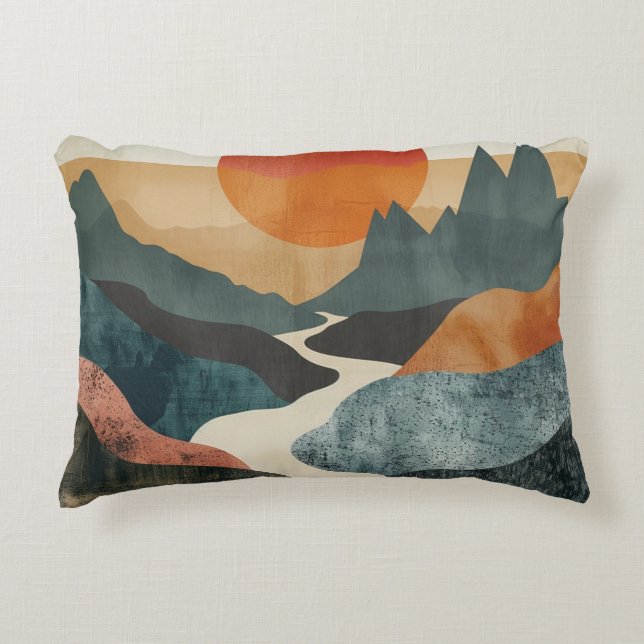 Boho Abstract Landscape (5) Decorative Cushion (Front)