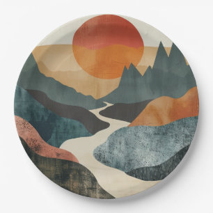 Boho Abstract Landscape (5) Paper Plate