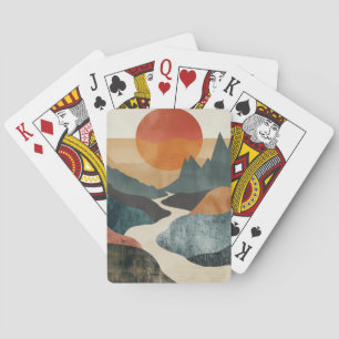 Boho Abstract Landscape (5) Playing Cards