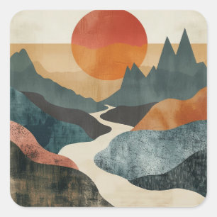 Boho Abstract Landscape (5) Square Sticker
