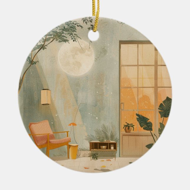 Boho Abstract Landscape (6) Ceramic Ornament (Front)