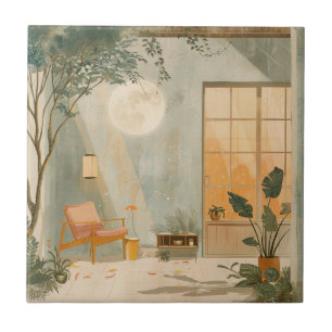 Boho Abstract Landscape (6) Ceramic Tile