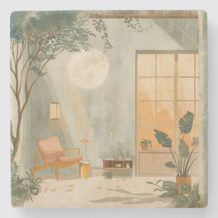 Boho Abstract Landscape (6) Stone Coaster