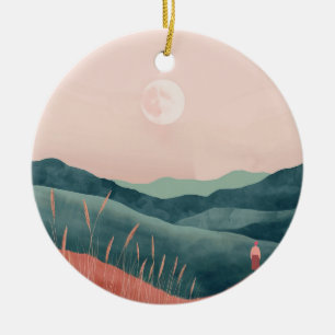 Boho Abstract Landscape (7) Ceramic Ornament