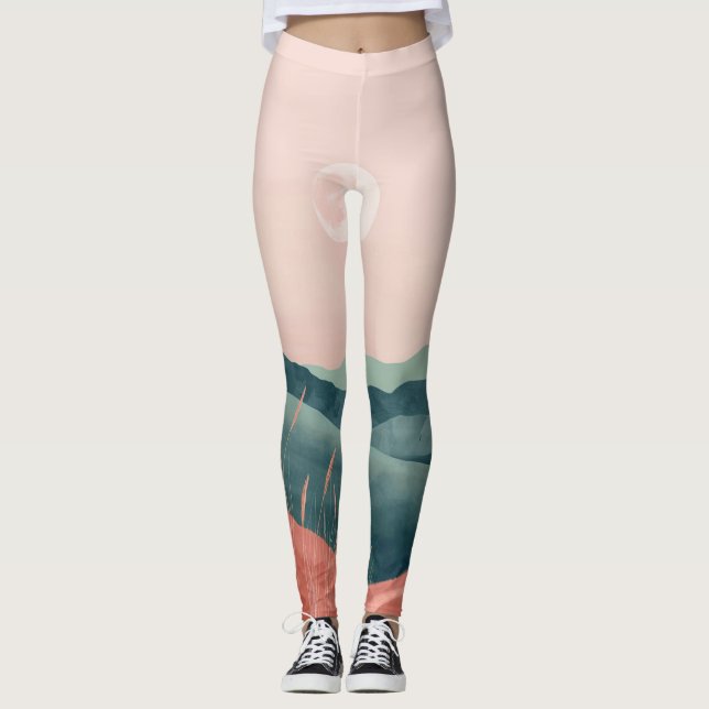 Boho Abstract Landscape (7) Leggings (Front)