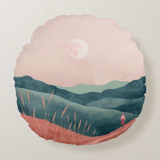 Boho Abstract Landscape (7) Round Cushion (Front)