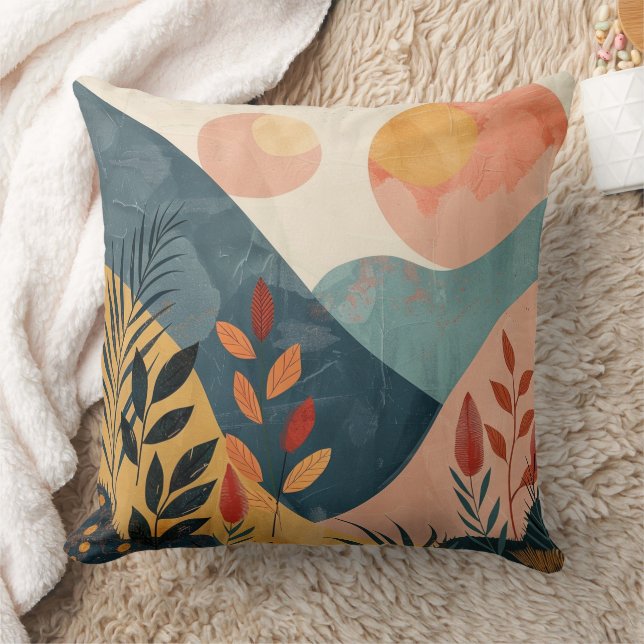Boho Abstract Landscape (8) Cushion (Blanket)