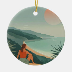 Boho Abstract Landscape (9) Ceramic Ornament