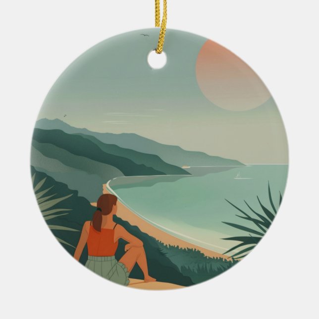 Boho Abstract Landscape (9) Ceramic Ornament (Front)