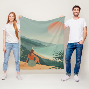 Boho Abstract Landscape (9) Fleece Blanket