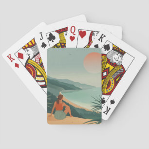 Boho Abstract Landscape (9) Playing Cards