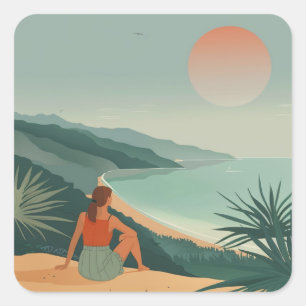 Boho Abstract Landscape (9) Square Sticker