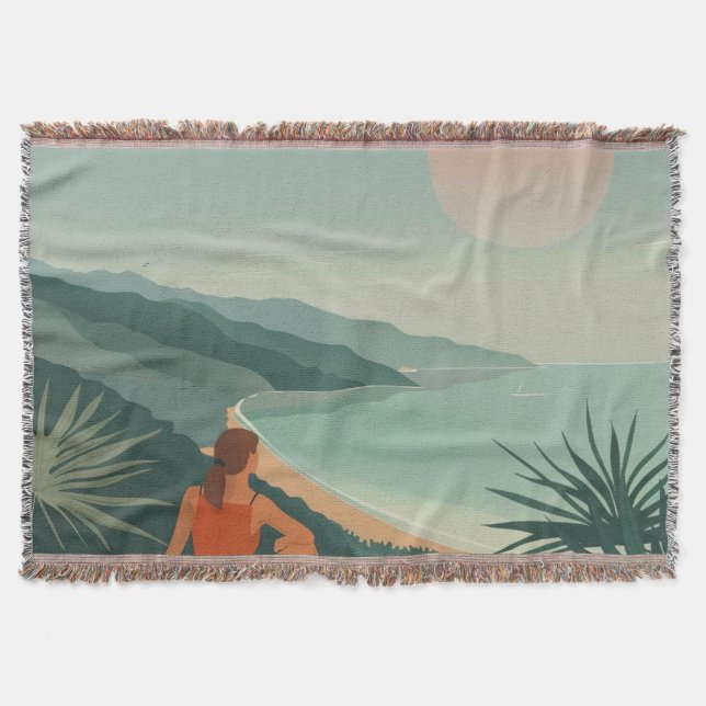 Boho Abstract Landscape (9) Throw Blanket (Front)