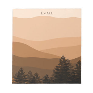 Boho Abstract Landscape Mountains Personalised Notepad