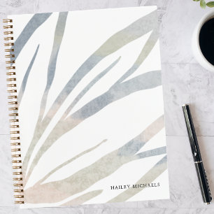 Boho Abstract Leaves with Personalised Name Notebook