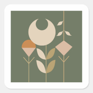 Boho Abstract Lily Square Sticker