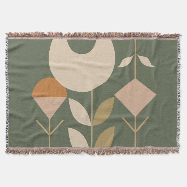 Boho Abstract Lily Throw Blanket (Front)