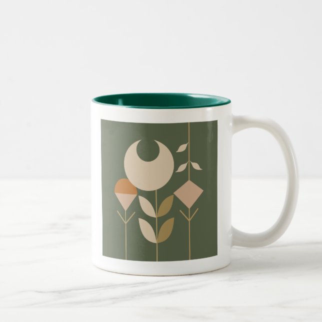 Boho Abstract Lily Two-Tone Coffee Mug (Right)