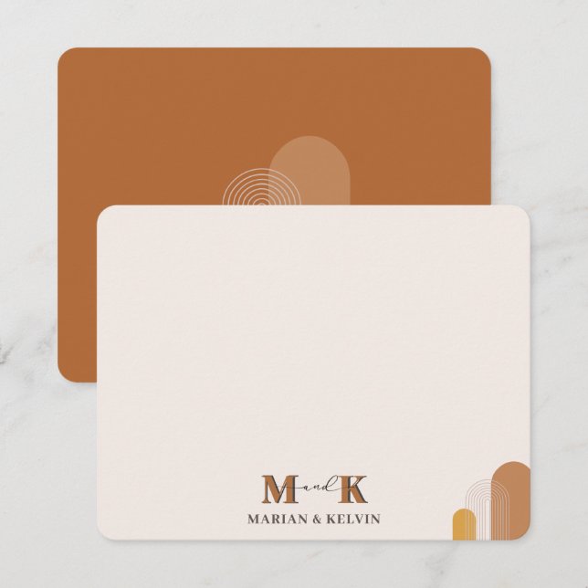Boho Abstract Modern Couple Monogram Initials Card (Front/Back)