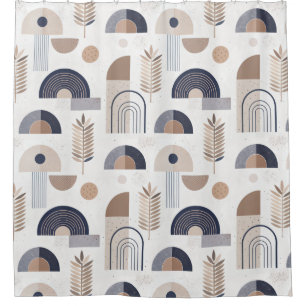 Boho Abstract Modern Geometric Dorm Shower Curtain