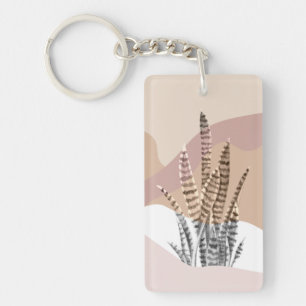 Boho Abstract Modern Succulent Key Ring