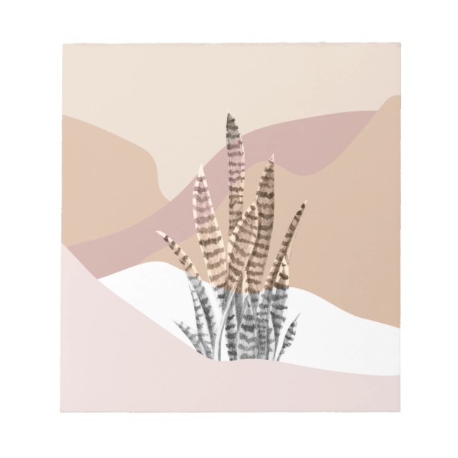 Boho Abstract Modern Succulent Notepad (Front)