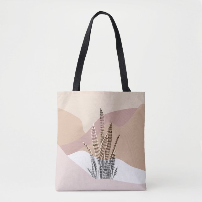Boho Abstract Modern Succulent Tote Bag (Front)