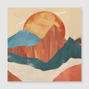 Boho Abstract Mountain Landscape with Sun