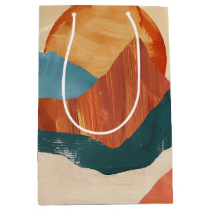 Boho Abstract Mountain Landscape with Sun Medium Gift Bag