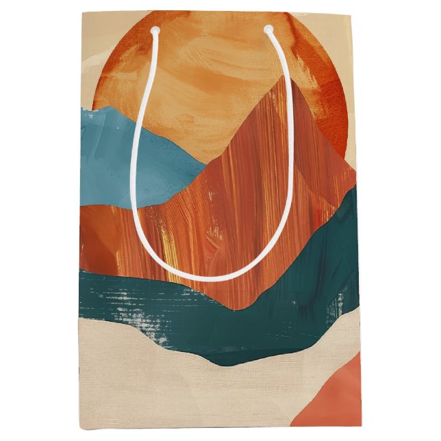 Boho Abstract Mountain Landscape with Sun Medium Gift Bag (Front)