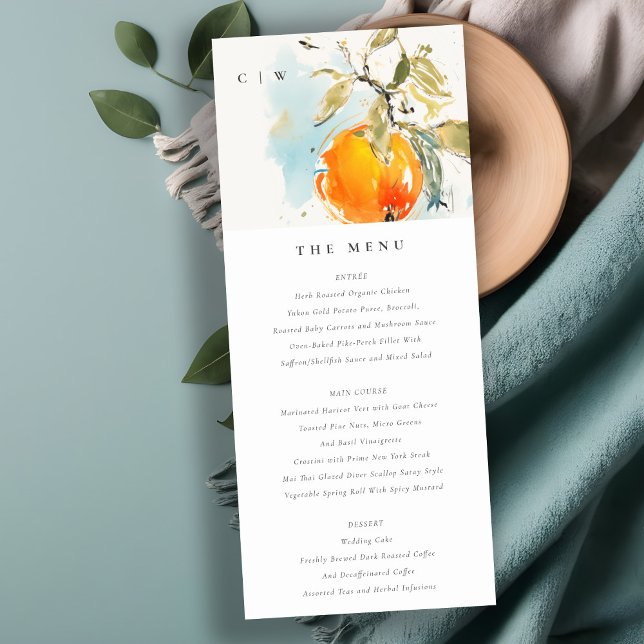 Boho Abstract Orange Garden Wedding Menu Card (Creator Uploaded)