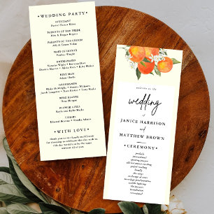 Boho Abstract Orange Garden Wedding Program