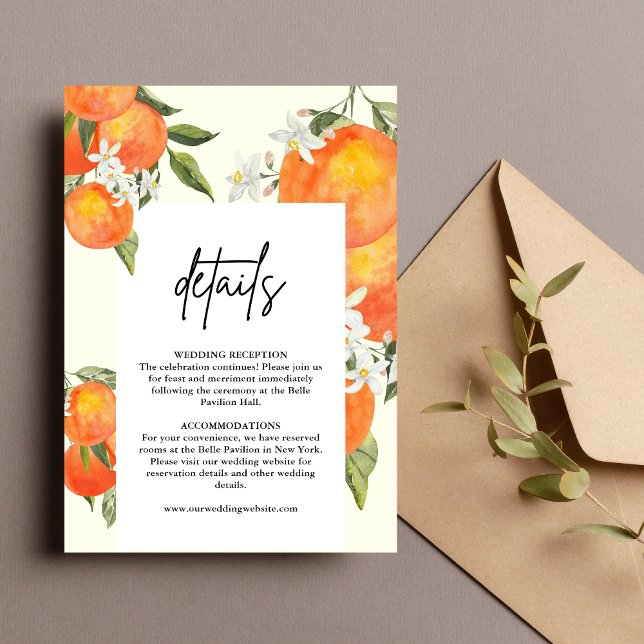 Boho Abstract Orange Wedding Details Enclosure Card (Boho abstract orange details enclosure card shares key info with warm, artistic wedding style.)