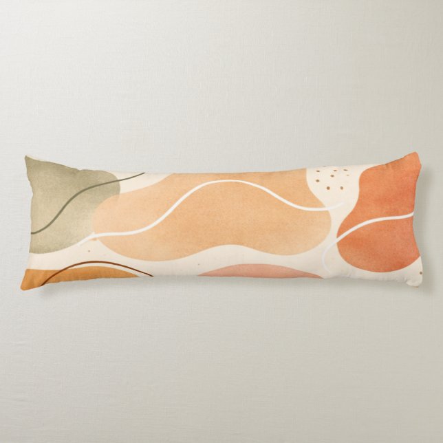 Boho Abstract Organic Body Pillow - Earthy  (Front)
