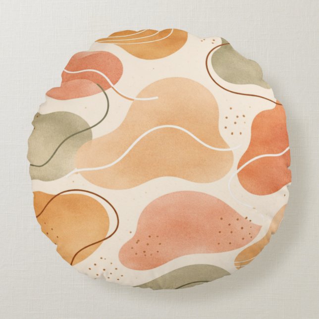 Boho Abstract Organic Shape Pillow - Earthy Terrac (Front)