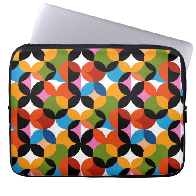 BOHO Abstract Pattern Colourful Mid Century Modern Laptop Sleeve (Front)