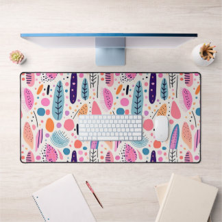 BOHO Abstract Pattern Pastel Botanical  Desk Mat