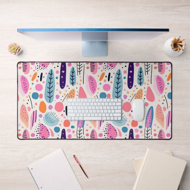 BOHO Abstract Pattern Pastel Botanical  Desk Mat (Office 1)