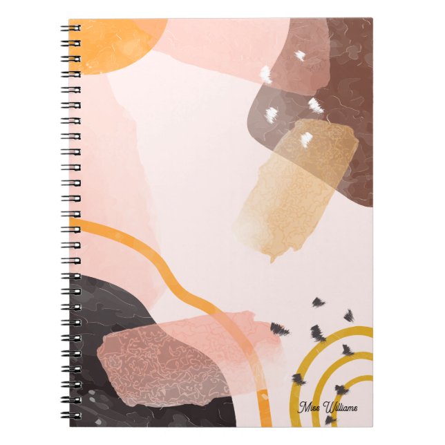 Boho Abstract Pattern Personalised Name Notebook (Front)