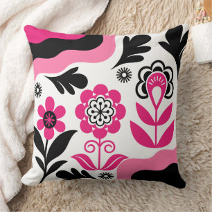 Boho Abstract Pink Flower Art Cushion