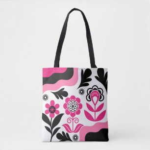 Boho Abstract Pink Flower Wall Art Tote Bag