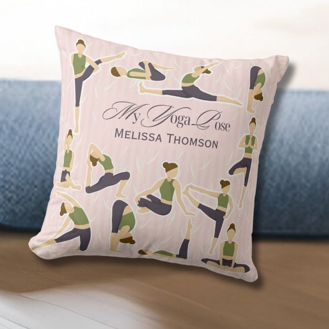 Boho Abstract Pink Green Yoga Pose Cushion (Creator Uploaded)