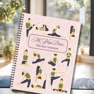 Boho Abstract Pink Green Yoga Pose Pattern    Notebook
