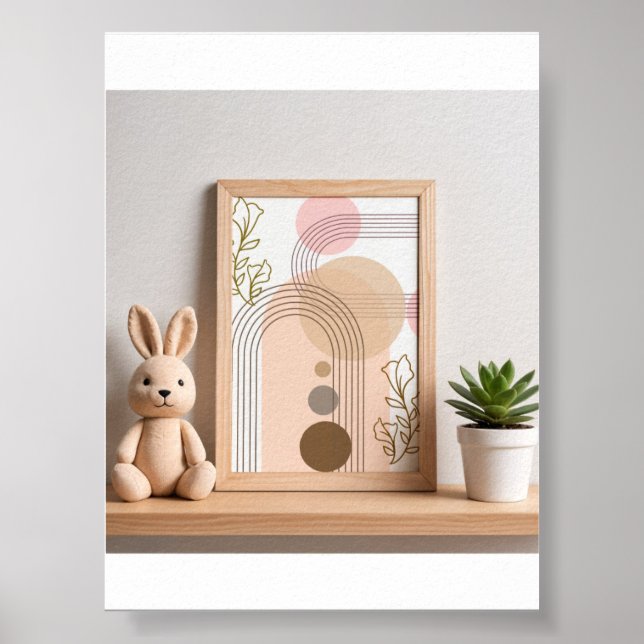 Boho Abstract Rainbow & Floral Nursery Wall Art  (Front)